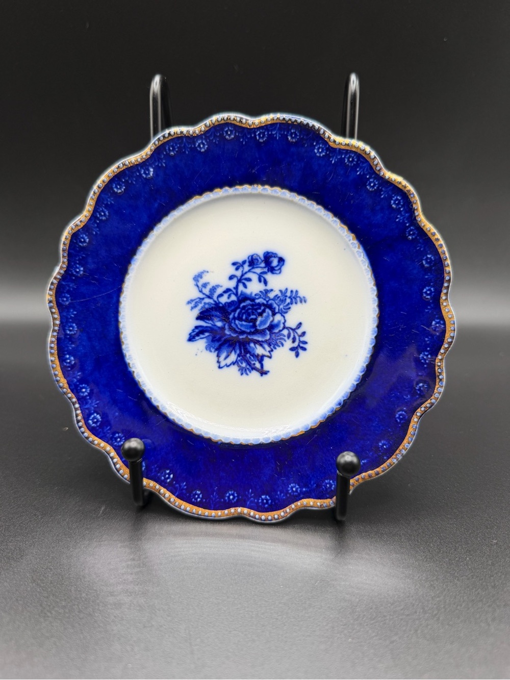 W.H. Grindley Blue Rose Flow Blue Bread & Butter Plate